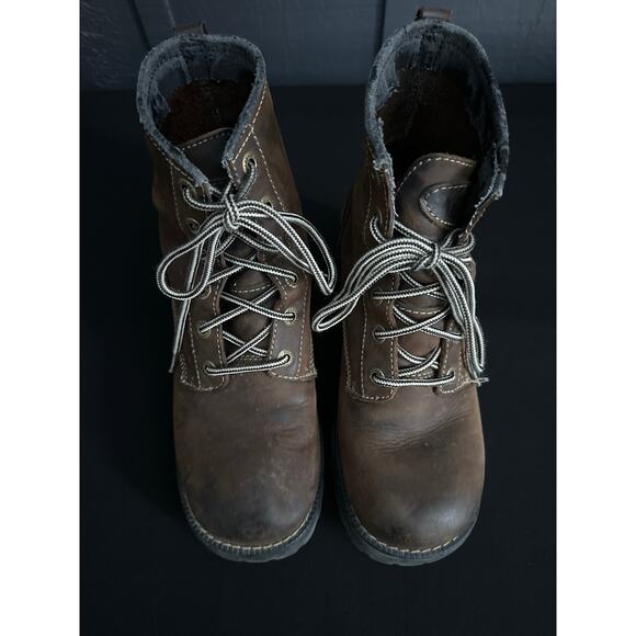 Vintage Skechers Y2K Plateau Mesa Brown Leather Chunky Lace Up Combat Boots Sz 9 - Picture 8 of 12